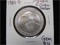 1983 D OLYMPIC SILVER DOLLAR 90% GEM BU