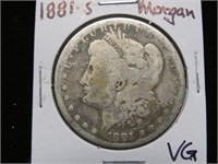 1881 S MORGAN SILVER DOLLAR 90% VG