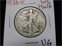 1936 P WALKING LIBERTY HALF DOLLAR 90% VG