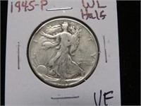 1945 P WALKING LIBERTY HALF DOLLAR 90% VF