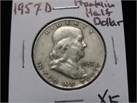 1957 D FRANKLIN HALF DOLLAR 90% XF