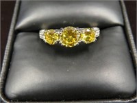 LADIES 925 SILVER CITRINE RING SIZE 7