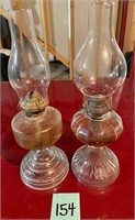 Pair of Pattern Glass Pedestal Oil Lamps