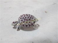 Sterling Silver & Garnet Turtle Brooch Pin