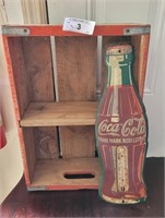 2pc Coke Metal Thermometer & Crate