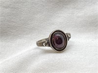 Vintage Sterling Silver and Red Stone Ring