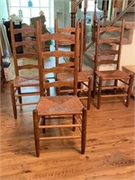 4 Pcs. Ladder Back Woven Chairs