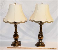 PAIR - DECORATIVE BRASS TABLE LAMPS " HEAVY "