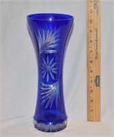 HANDMADE RUSSIAN CUT-TO-CLEAR 10.5" VASE