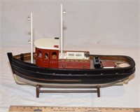 WOODEN TUG BOAT ON STAND