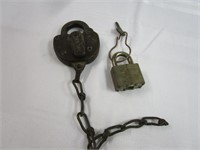 2 Padlocks - Vintage One Missing Key