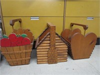 3 Wooden Handmade Baskets - Pick up only