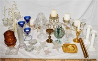 LOT - VINTAGE CANDLES AND CANDLESTANDS
