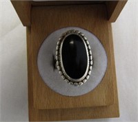 .925 Silver Black Onyx Ring-Size 5.75