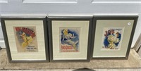 Set of 3 French Framed Prints 22Hx17W each