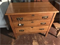 Small Antique Oak Three Drawer Chest