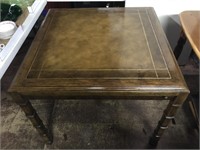 Ornate Leather Top Game Table