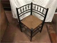 Black Rush Bottom Corner Chair