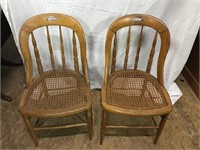 Pair of Chestnut Barrel Back Dining Chairs