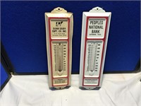 2 Advertising Thermometers: Dairy & Bank