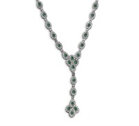 $10000 18K  Green Cz(2.5ct) CZ(2.56ct) Necklace