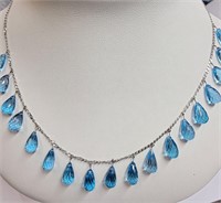 $3200 10K  Blue Topaz(85ct) Necklace