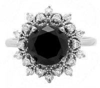 2.68 Cts Natural Black And White Diamond Ring