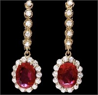 AIGL 6.45 Cts Natural Ruby Diamond Earrings