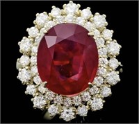 AIGL 9.45 Cts Natural Ruby Diamond Ring