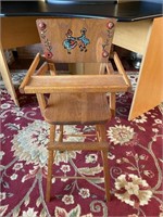 Vintage Wooden Doll High Chair