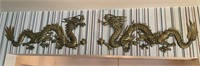 Vintage Pair of Brass Dragon Wall Sculptures