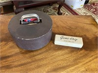 Vntg Poker Chip & Card Caddy w/Cover
