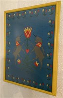 20th C. German Fraktur Framed Needlepoint