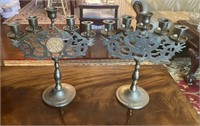 1970's Pair of Brass Dragon Candelabras