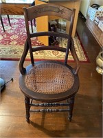 C. 1890 Oak Cane Seated Bentwood Arm Chair