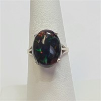 Certified 10K  Black Opal(3.7ct) Ring