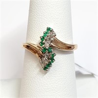 $1300 10K  Emerald(0.2ct) Diamond(0.2ct) Ring