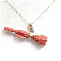 $1200 14K  Coral Flower Necklace