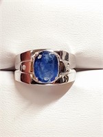 $400 Silver Sapphire&Cz(4.5ct) Ring
