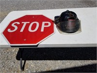 Fireman's Helmet & Stop Sign