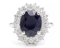 8.78 Cts Natural Sapphire Diamond Ring