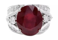 13.08 Cts Natural Ruby Diamond  Ring