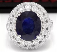 8.18 Cts Natural Diamond Sapphire Ring