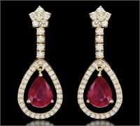 AIGL 11.96 Cts Natural Ruby Diamond Earrings
