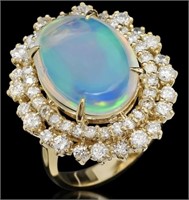 AIGL 8.12 Cts Natural Opal Diamond Ring