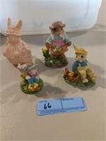 Bunny figurines, one bunny missing ear