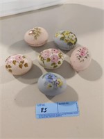 Set of six floral painted eggs decor