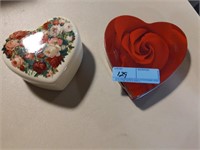 Two heart boxes,1 glass & 1 metal