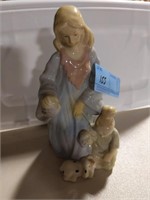 Mother & son w/dog figurine