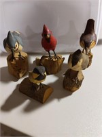 Wooden hand-painted & carved birds on Driftwood -